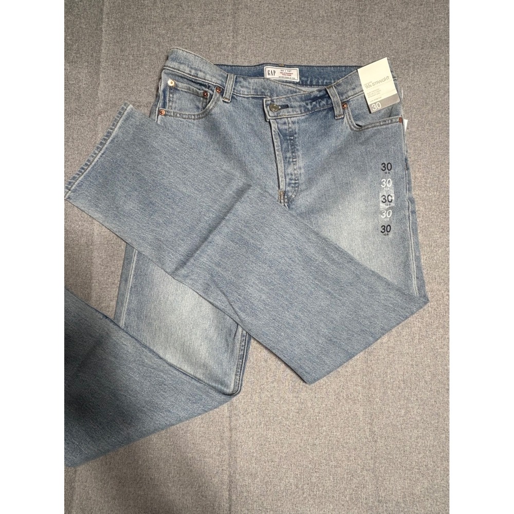 GAP 90s‎ Straight Jeans Womens 30/10R Medium Indigo High Rise Cross-Over Waist - Picture 2 of 11